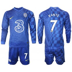 Camisola Chelsea Kante 7 Criança Equipamento Primeiro 2021-2022 Manga Comprida